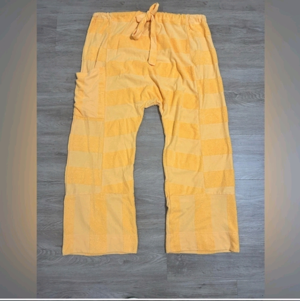 Free People FP Beach Yellow Pants Size XS NEW without  tag. Terrycloth Baggy